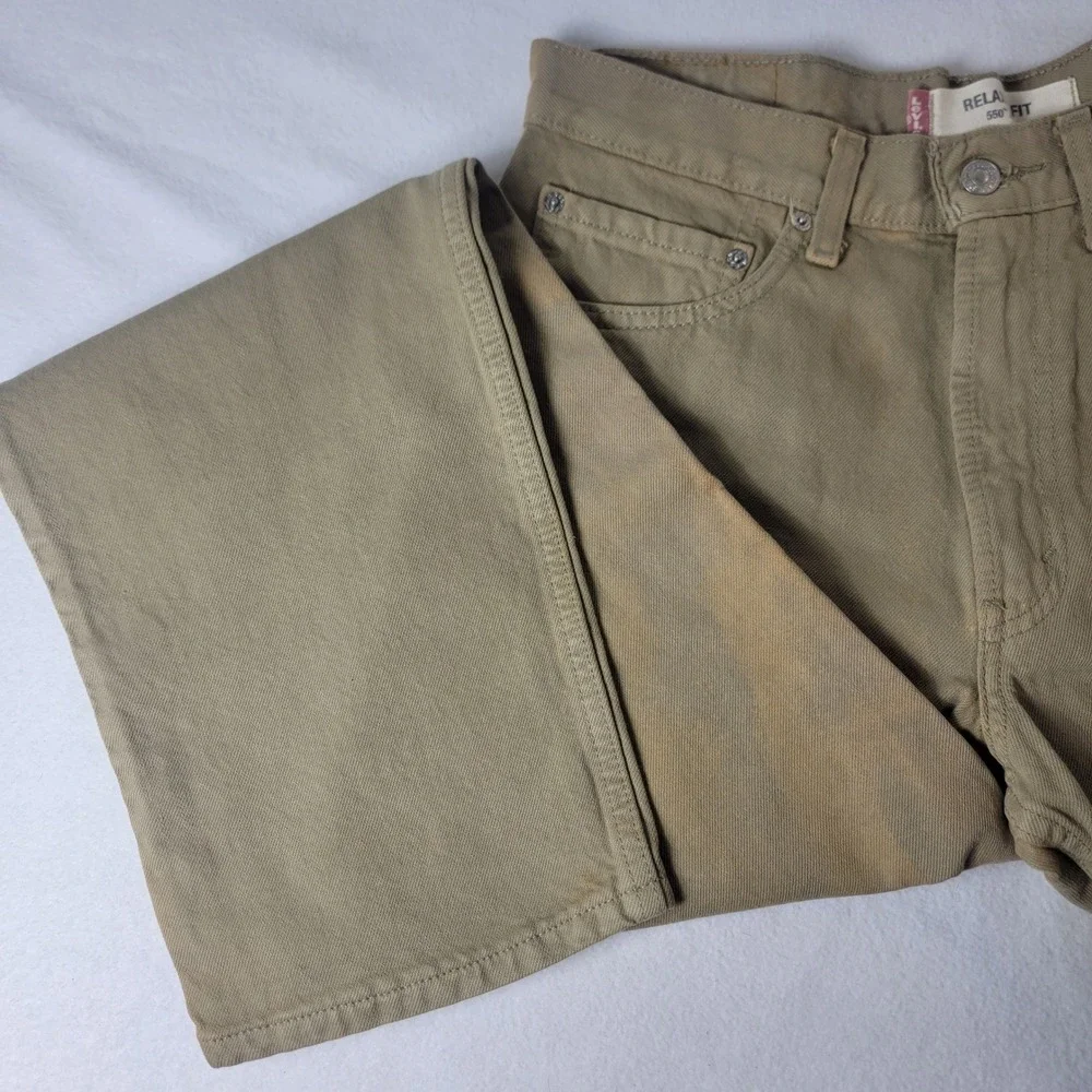 Levis Mens 550 Relaxed Fit Jeans 31x30 Khaki Tan‎ Distressed Faded Durable *READ